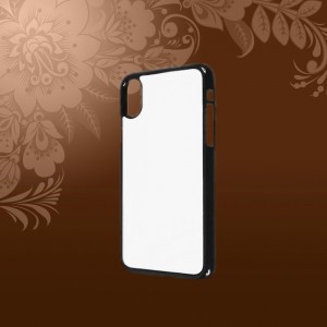 Чехол IPhone Х силикон черный с металлической вставкой